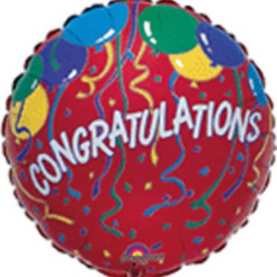 Congratulations Balloons with Streamers 4 inch (10cm) Foil Balloon ANA00515 - F - Uninflated, Heat Sealer Required