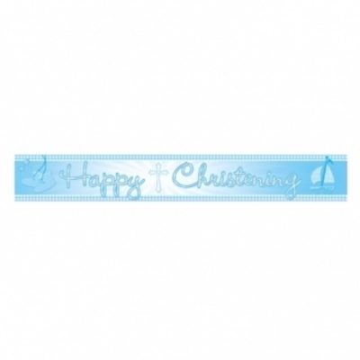 Christening Blue Booties Foil Banner AM997304