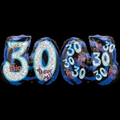 Oh No! It's My Birthday 30 Prismatic SuperShape Foil Balloon ANA116049