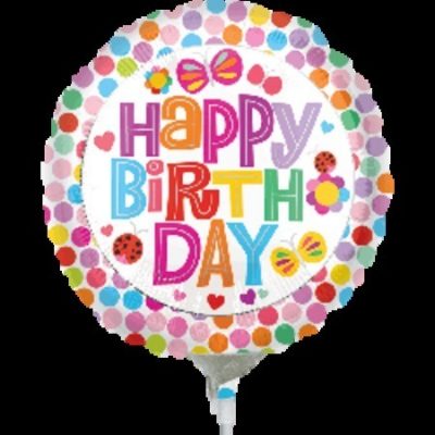 Happy Birthday Flower 9 inch (23cm) Foil Balloon ANA30875 - F - Uninflated, Heat Sealer Required