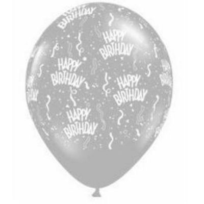 Happy Birthday Around Silver Latex Balloons IIHBDS