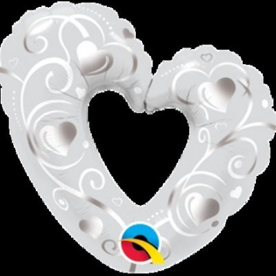 Hearts & Filigree Pearl White Foil Shape Balloon Q40352-F