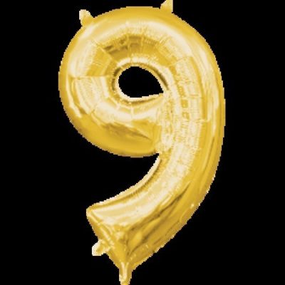 Number 9 Gold Minishape Foil Balloon ANA33093