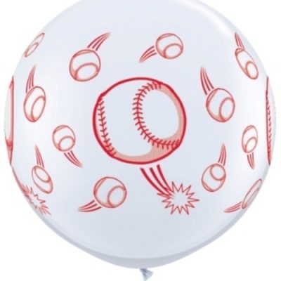 Baseball White 3' Latex Balloon Q31333