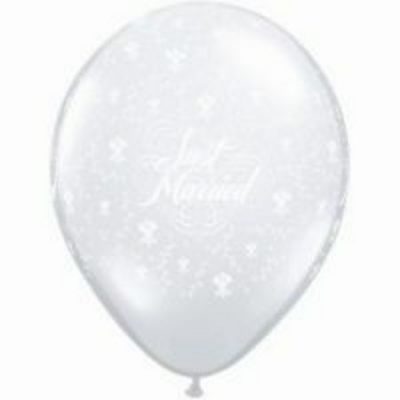 Just Married Flowers Pearl White Latex Balloon Q48960
