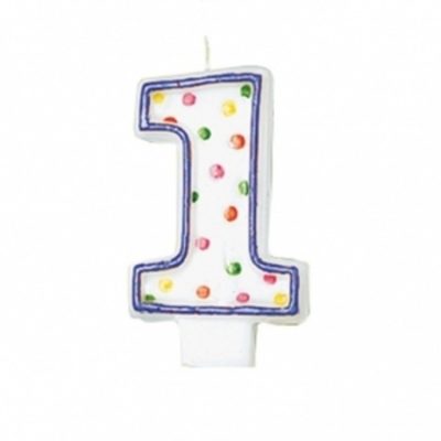 Polka Dots Flat Candle Numeral 1 AM176001