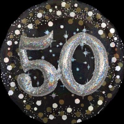 Sparkling Birthday 50 3D Holographic Effect Supershape Foil Balloon ANA32153