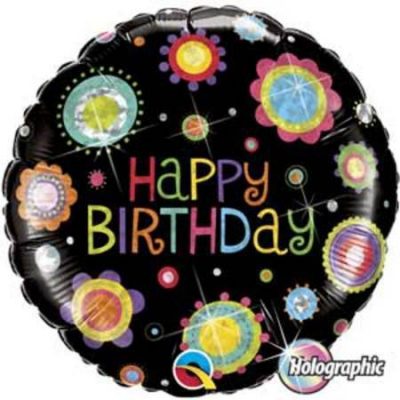 Birthday Funky Dots Holographic Foil Balloon Q35324