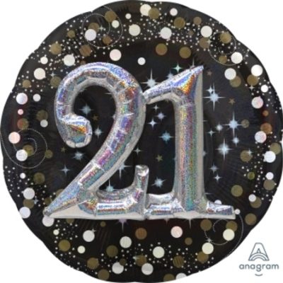 Sparkling Birthday 21 Multi 3D Balloon ANA34512
