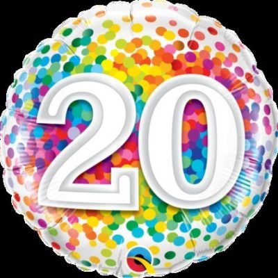 20 Rainbow Confetti Foil Balloon Q49551