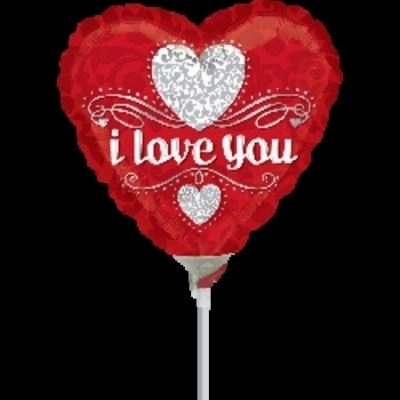 Love Silver Accents 9 inch (23cm) Foil Balloon ANA23309 - F - Uninflated, Heat Sealer Required