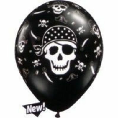 Pirate Skull & Cross Bones Onyx Black Latex Balloons Q12566