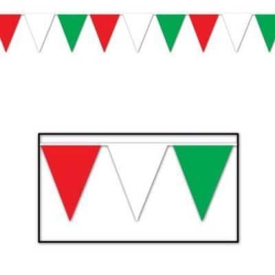 Red, White & Green Indoor-Outdoor Pennant Banner BE50707