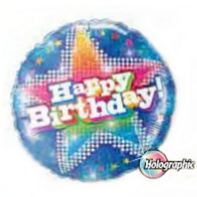 Birthday Dazzling Star Blue Holographic Foil Balloon Q41606