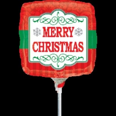 Christmas Elegance 9 inch (23cm) Foil Balloon ANA25187 - I - Inflated, On Cup & Stick