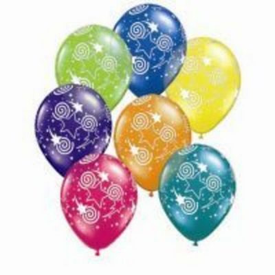 Swirling Stars Around Fantasy Assortment Latex Balloons Q86451