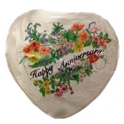Happy Anniversary Garden Flowers Heart Shaped Unpackaged Foil Balloon FS23
