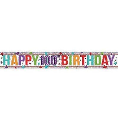 Happy 100th Holographic Multi Colour Banner AM9900972