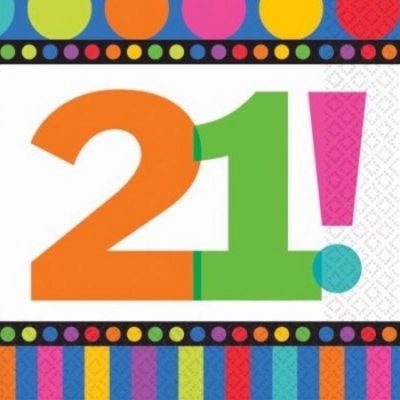 Dots & Stripes 21st Birthday Luncheon Napkins AM993854