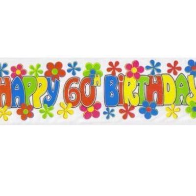 Happy 60th Birthday Flowers Giant Sign Banner AM125111