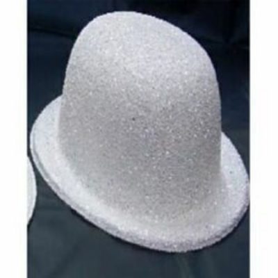 Bowler Hat White Glitter MFGH-1-WHB