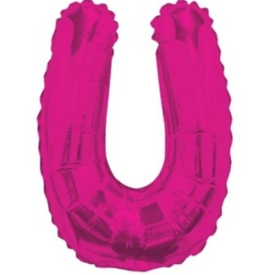 Letter U Magenta Foil Shape Balloon U14M
