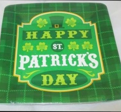 St Patricks Day Plaid Pattern Square Dessert Plate AM549567
