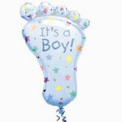 It's A Boy Foot Mini Shape Foil Balloon ANA07689 - F - Uninflated, Heat Sealer Required