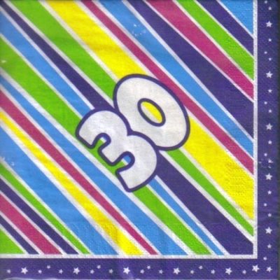 Funky Stripe 30th Birthday Napkins P405973