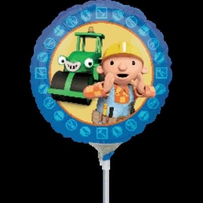 Bob the Builder with Steam Roller 9 inch (23cm) Foil Balloon ANA24718 - I - Inflated, On Cup & Stick