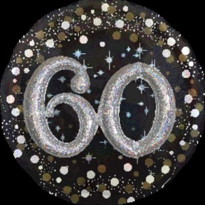 Sparkling Birthday 60 3D Holographic Effect Supershape  Foil Balloon ANA32155