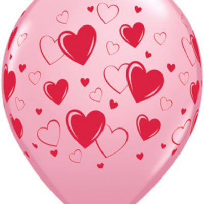 Hearts & Hearts Pink Printed Latex Balloons Q97578