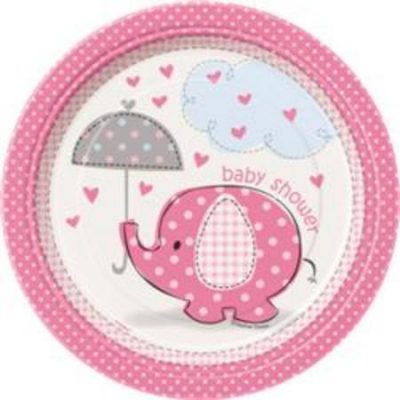 Umbrellaphants Pink Paper Plates Small M41654