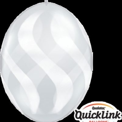 Quick Link 12inch (30cm) Diamond Clear & White Wavy Stripes Latex Balloons Q28071