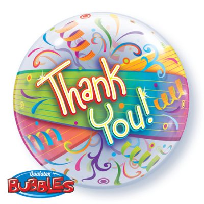 Thankyou Streamers Single Bubble Balloon Q27500