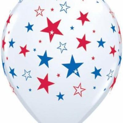 White, Red & Blue Star Latex Balloons Q35498