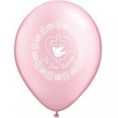 For Your Baptism Dove Pearl Pink Latex Balloon Q37143