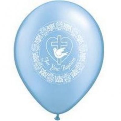 For Your Baptism Dove Pearl Azure Latex Balloon Q78708