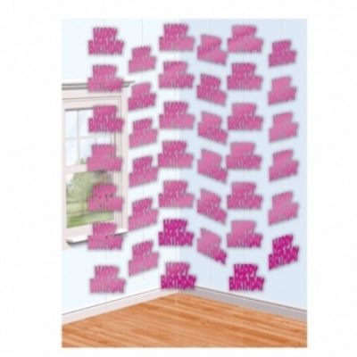 Pink Shimmer Happy Birthday String Decorations AM992385