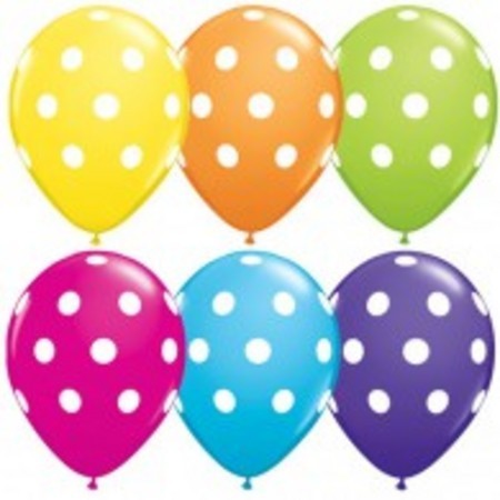 10 Pack Green And White Polka Dot Balloons - View #8