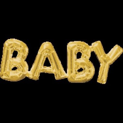 Phrase 'BABY' Gold Supershape Foil Balloon ANA33763