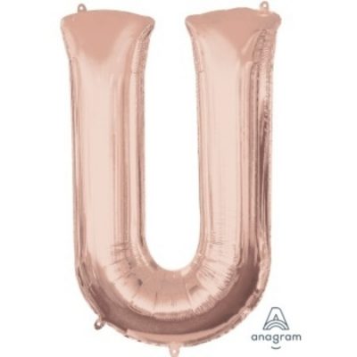 Rose Gold Letter U Supershape Foil Balloon ANA36584