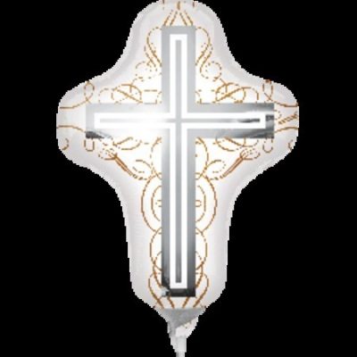 Elegant Cross Minishape Foil Balloon ANA32629 - F - Uninflated, Heat Sealer Required