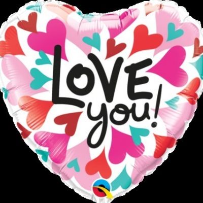 Love You Converging Hearts Foil Balloon Q46070