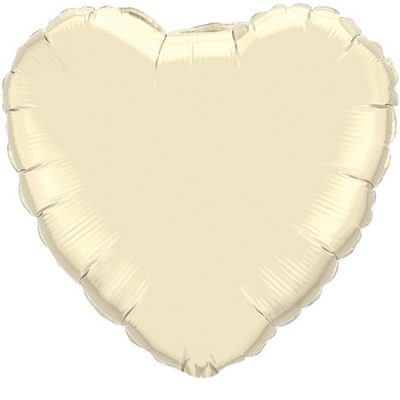 Pearl Ivory Heart 4 inch (10cm) Foil Balloon Q27165 (Pk.10) - F - Uninflated, Heat Sealer Required
