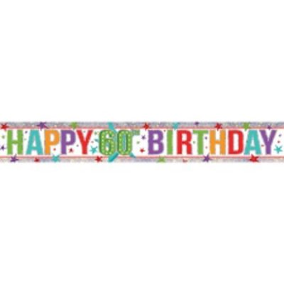 Happy 60th Holographic Multi Colour Banner AM9900035