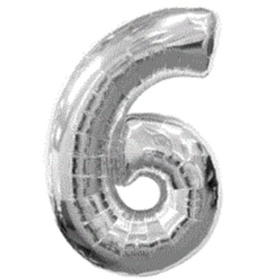 Silver Numeral Six Number Shape Foil Balloon D213706