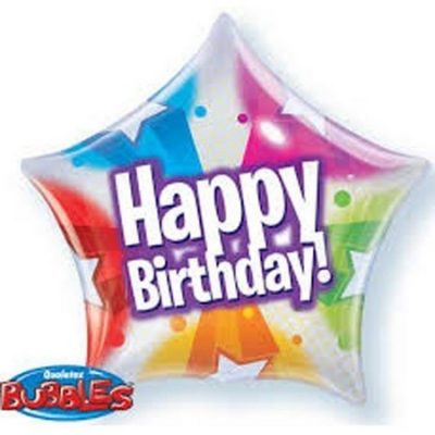Birthday Stars & Dot Patterns Single Bubble Star Shaped Balloon Q13758