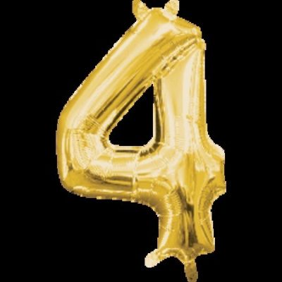 Number 4 Gold Minishape Foil Balloon ANA33083