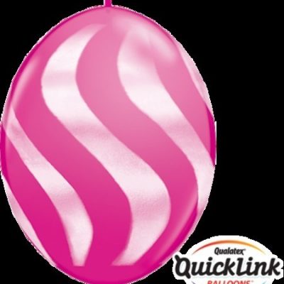 Quick Link 12inch (30cm) Wildberry & White Wavy Stripes Latex Balloons Q28091